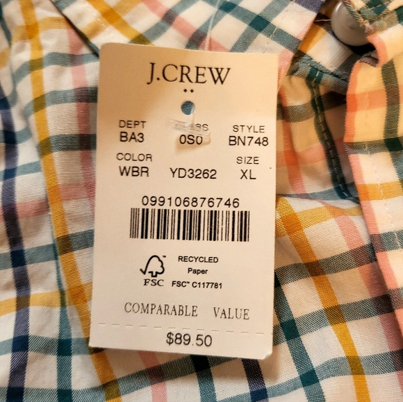 NWT J Crew Men's Flex Washed Plaid Button-Up Shirt Size XL - Picture 3 of 6